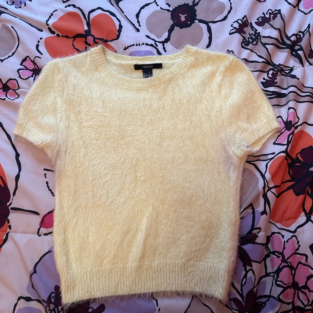 SOLD F21 Pastel Yellow Brushed Cropped Sweater